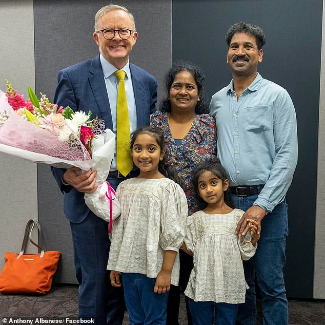 One of the new Albanese's government's first acts was to allow a Sri Lankan family (pictured) who have been fighting deportation for years to return to the Queensland town of Biloela where they had settled