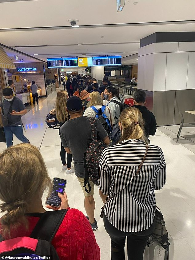 Sydney Airport has once again been thrown into chaos as lines of up to 300 metres long form with travellers eager to get away for the weekend