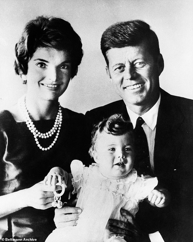 Ms Kennedy (pictured with her mother Jacqueline Kennedy and father former president John F. Kennedy) is the US's first ambassador to Australia since Donald Trump left office
