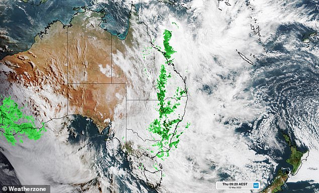 A steady stream of moisture stretching 3000 kilometres from North Queensland right down to Tasmania is bringing heavy rain along the east coast